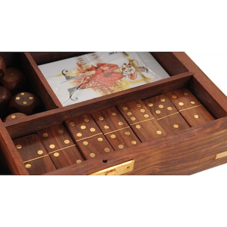Palacedesigns Wooden Game Set with Brass Goblet - 5.25 x 8 x 2.5 in. PA3088962